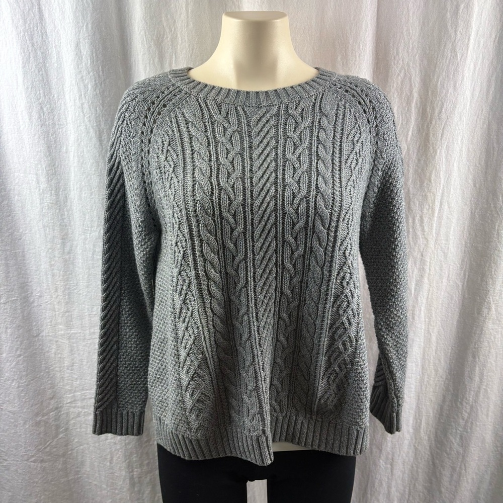 Margaret O’Leary grey Traditional Fisherman-style cable Knit Sweater S
